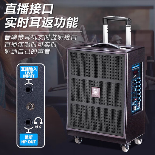 MALONE M-88 outdoor square dance lever audio heavy bass with sound card wireless microphone Bluetooth live singing karaoke indoor dance speaker 10 inches standard + 2 original microphones + gifts flagship version