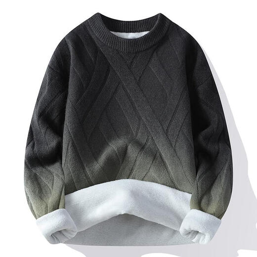 Dragon Peach Gradientenfarbe runder Nackenpullover Herbst und Winter plus Fleece Dicked Drahtkleidung Teenager Junior High School Halten warm warm M6625 Schwarz [runder Hals] [95-115jin [Jin gleich 0,5 kg]] l