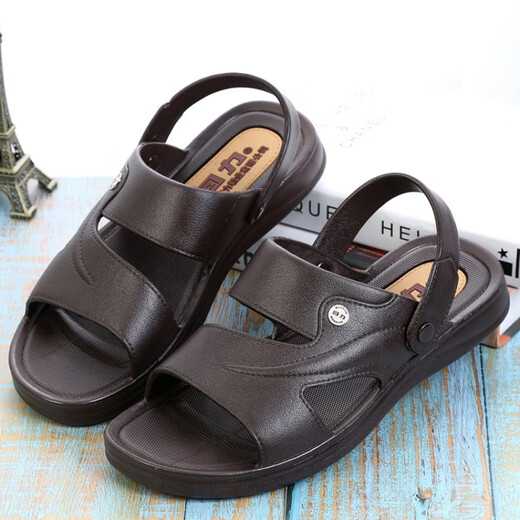 Huili new trendy sandals new men's non-slip home fashionable bathroom massage summer dual-purpose casual sandals 3888 3809 brown Huili new style 40