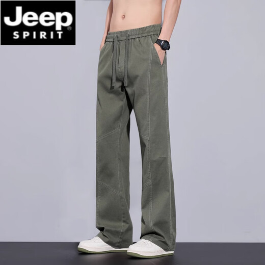 JEEP SPIRIT纯棉美式男春秋款宽松直筒纯棉微喇伐木休闲工装裤男款2025新款 9871卡其 XL 【130-145斤】