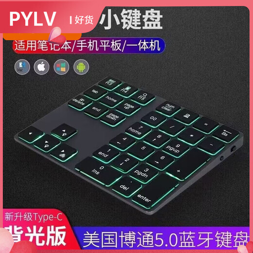PYLV computer digital keyboard wireless Bluetooth touch digital keyboard metal alloy backlight rechargeable silent keyboard 22-key gray wireless Bluetooth trackpad digital keyboard none