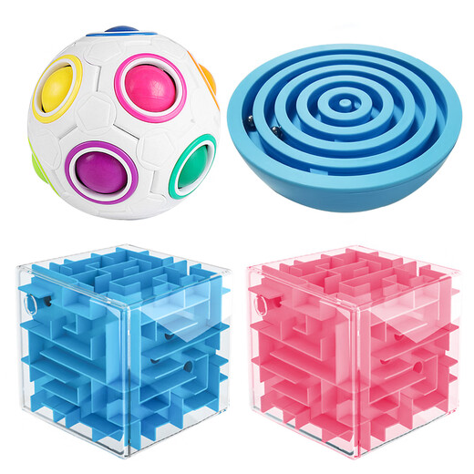 Yunmanqing 3D dreidimensionales Labyrinth Kinder Magic Cube Ball Intelligence Development Focus Training Boy-Use-Spielzeug 67 Magnetismus kleines 3D-Labyrinth [Blue] + Magic Bean Snail