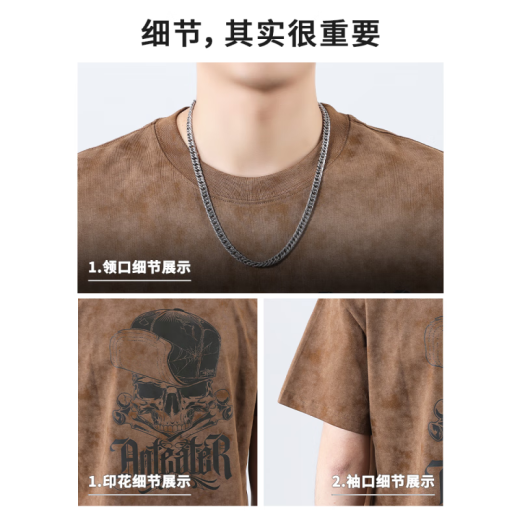 森马（Semir）春季新款水洗重磅纯棉短袖T恤男士2025夏季宽松大码半袖体恤衫 F9896绿色 常规 M 100-120斤