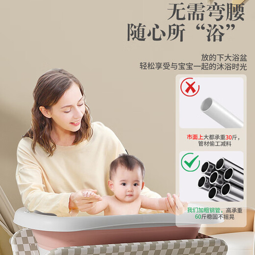 煦凛德国品质尿布台婴儿护理台床上换尿布洗澡一体新生儿抚触多功能台 奶卡灰PRO组合一横梁骨架一键折叠玩具架