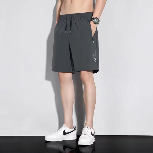 柯菲沃短裤男士夏季潮牌薄款冰丝速干休闲运动裤宽松透气健身五分 佰-K723黑色（冰丝凉爽短裤） L （建议体重100-110斤）
