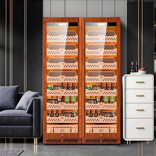 Kelong CL-188C1 Intelligent Constant Temperature and Humidity Ammonia Removal Cigar Cabinet Constant Temperature Red Wine Cabinet Ammonia-Purifying Cigar and Red Wine Dual-Purpose Double-Door Cabinet Rosewood Grain Cedar Wood Naked Model WiFi + Purifying Ammonia + Constant Temperature and Humidity