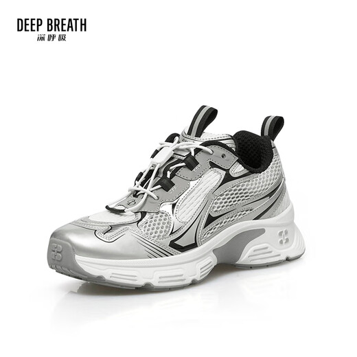 
DEEP BREATH Deep Breath Women's Shoes Lightweight Sports Shoes Low Top Strap Leisure Travel Daddy Shoes AX12247 Silver Gray Rice 34