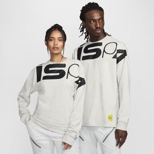 耐克（NIKE）官方ISPA男女长袖上衣情侣纯棉休闲运动叠搭舒适FJ7375 053暗泥灰/黑 M