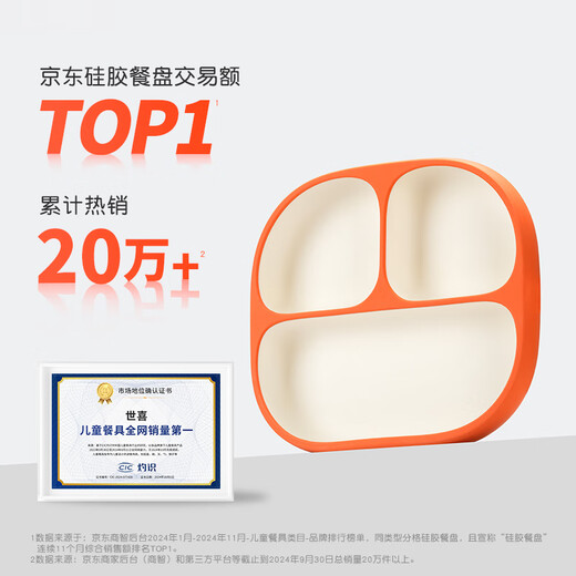 Shixi baby meal plate baby compartment children's silicone meal plate suction cup all-in-one independent eating meal supplementary tableware