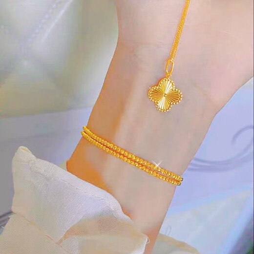 Shien's new gold necklace for women, lucky four-leaf clover pendant, plated with 99 gold, 5D hard gold O-character, anti-authentic 18K gift, new four-leaf clover pendant necklace in one