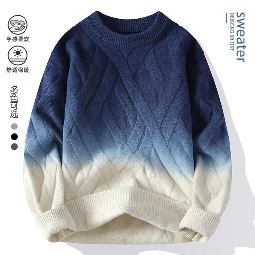 Dragon Peach Gradientenfarbe runder Nackenpullover Herbst und Winter plus Fleece Dicked Drahtkleidung Teenager Junior High School Halten warm warm M6625 Schwarz [runder Hals] [95-115jin [Jin gleich 0,5 kg]] l
