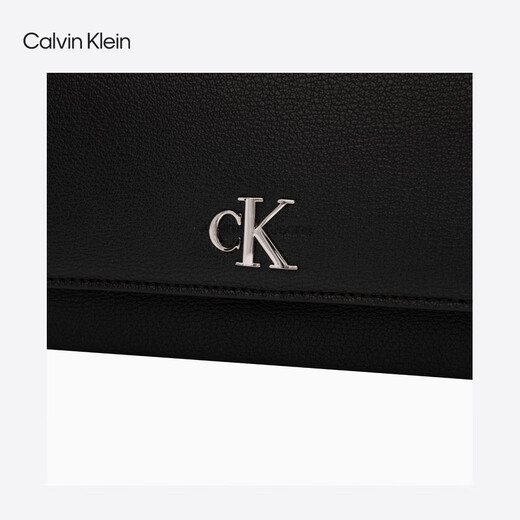 Calvin Klein niche shoulder bag gift litchi pattern bag metal buckle chain flip CK women's bag crossbody bag DH2806 UB1-space black OS
