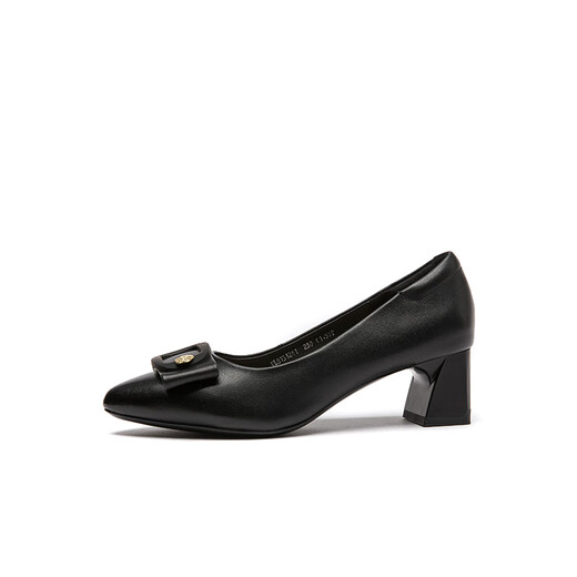 
Red Dragonfly Leap Moon Shoes High Heels 25 Spring Thick Heels Women's Shoes Pointed toe Workplace Small Leather Shoes Single Shoes WLB15124 Black 38