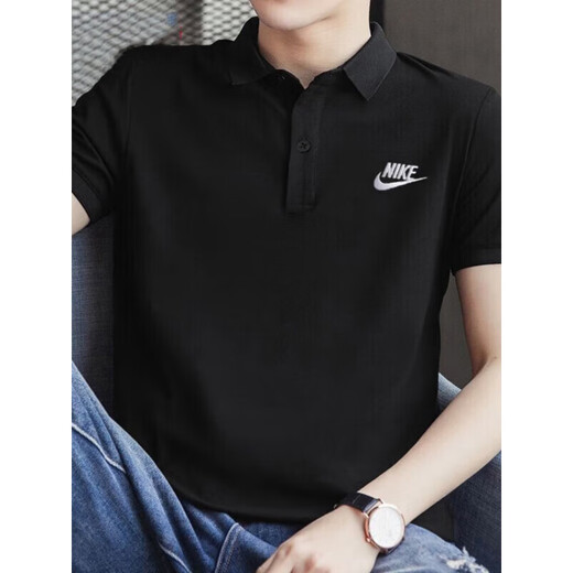 Nike (Nike) Nike Black Polo-Hemd 2025 Frühling neuer kurzärmelige Baumwoll-Strick-Sport-T-Shirt Lose Herren Top Green Fn3895-365 reines Baumwollstrick lose und durchscheinend S empfohlen 100-120jin [Jin gleich 0,5 kg]