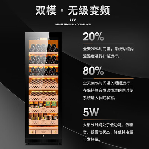 CIGARLOONG CL-188C1 cigar cabinet, precise constant temperature and humidity, water ion ammonia removal, cedar wood liner, WiFi intelligent control, home compressor, air-cooled, frost-free, nourishing, smart cigar humidifier, black cedar wood cigar, red wine model, WiFi + purified ammonia + constant temperature and humidity