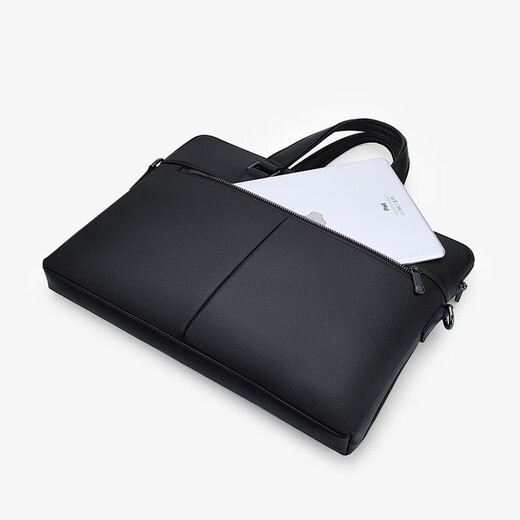 
King Paul (WILLIAMPOLO) brand men's handbag head layer cowhide briefcase laptop bag business trip men's bag gift black - 38.5*28cm 15 inches [head layer cowhide]