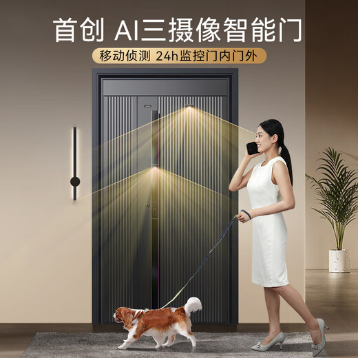 亚太天能精雕铸铝智能门AI三摄入户门防盗门10.1寸大屏进户门大门M8max M8max外开宽单门（1050*2250） AI三摄+迎宾拉手+10.1寸屏+128G内存