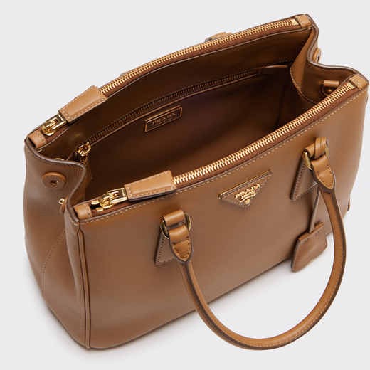 PRADA/Prada gift women's medium Prada Galleria cow leather handbag handbag caramel color