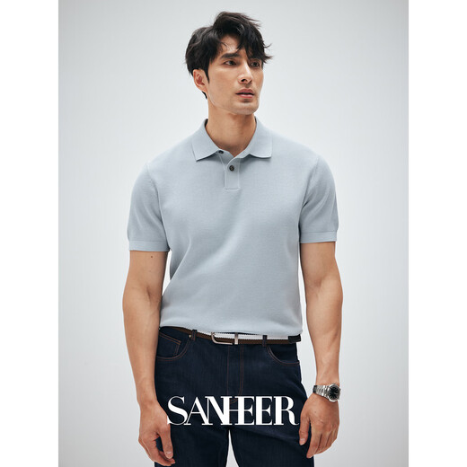 Sanheer [Gentleman Estórico] 120s de algodón largo de algodón de algodón transpirable Proceso de tirón de la solapa de verano Camiseta de manga corta DAT983 Paste de frijoles M /48
