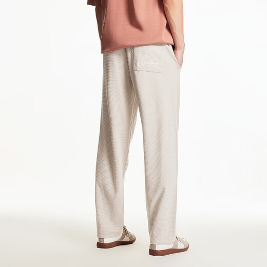 杰克·琼斯（JACK&JONES）25年男装直筒运动裤男士华夫格宽松休闲卫裤秋季弯刀裤子薄款 C11灰卡其常规 32 175