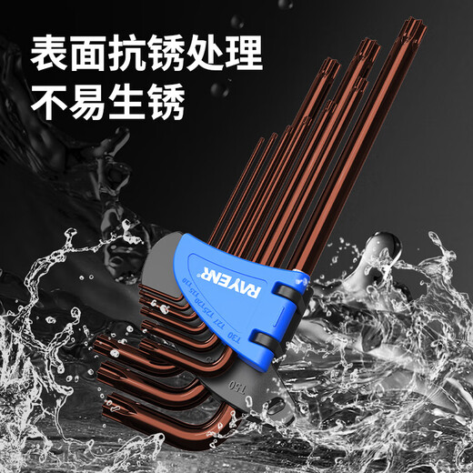 Ruineng S2 Torx Allen Wrench Set Rice-shaped Hexagonal Screwdriver with Medium Hole Extended Pattern 10-piece Tool Set