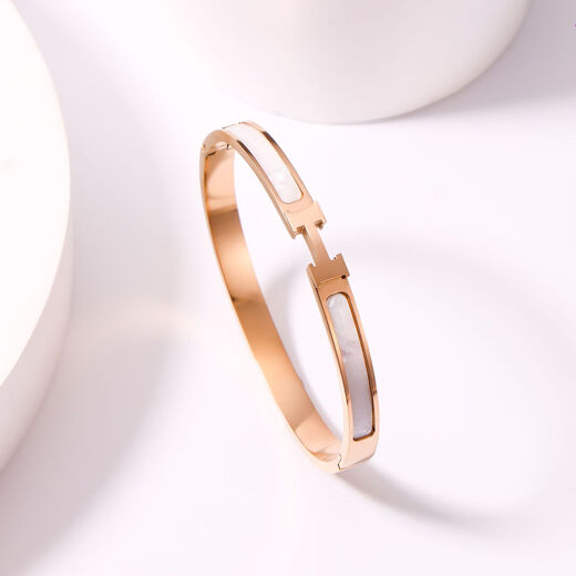 Medium red rose gold H letter bracelet light luxury exquisite ins niche design bracelet 18k titanium steel female internet celebrity white gold H bracelet