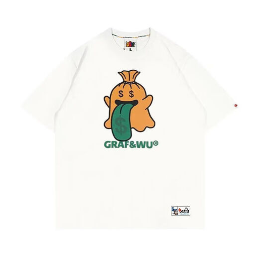 Fadenjue GRAF original brand BooGhost Cute Ghost 2.0 Earth Apple Orange Various Street Loose T-shirt Short Sleeve Blue Angel 832# S