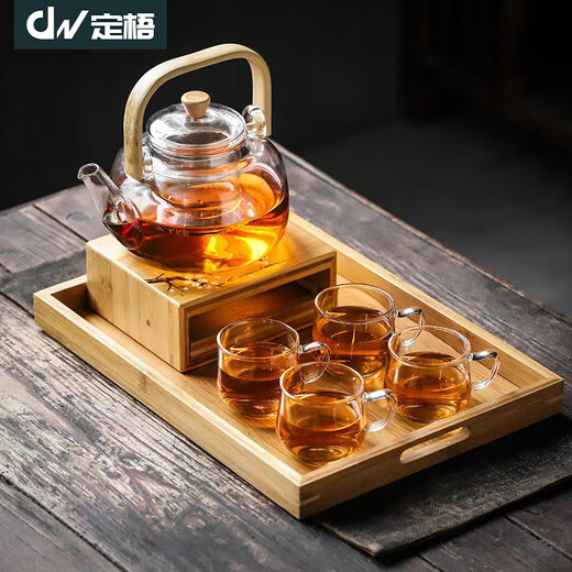 Dingwu glass teapot Chinese-style lifting kettle household high temperature resistant kettle electric ceramic stove steaming tea set stove kettle bamboo handle lifting kettle 1700ML