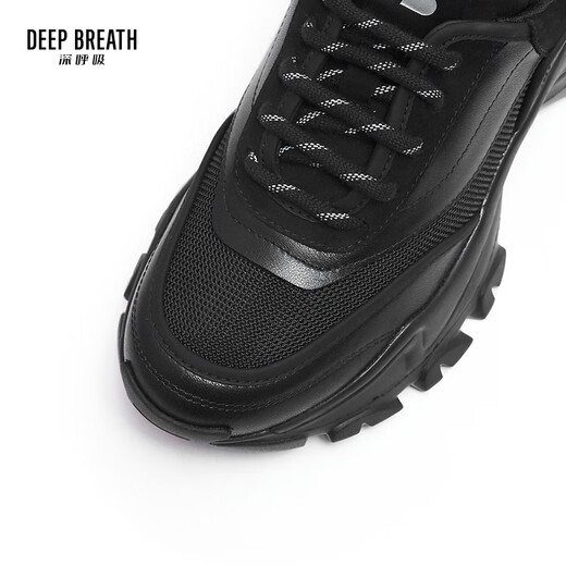 DEEP BREATH Deep Breath Women's Shoes Thick Sole Fashion Strap Curved Daddy Shoes Casual Shoes AX12242 Black 36