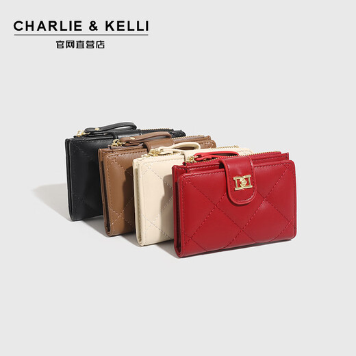 CHARLIE & KELLI品牌 CK轻奢包包女包2025新款钱包女士简约零钱包卡包 红色【七夕实用礼物】
