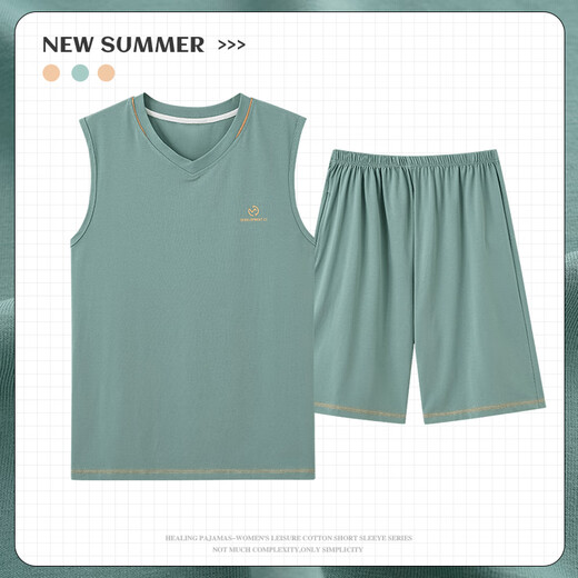 Langsha Pajamas Summer Modal Veste Modal Shorts Sans manches Mentes Men's Home Clothes Summer Thin Ice Silk DGG-AM-12027 XL