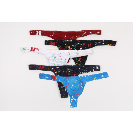 Oloey Sexy Men's Sous -wear imprimé de peinture de coton imprimé string respirant et dominant. Deep Prince Blue L Taille européenne