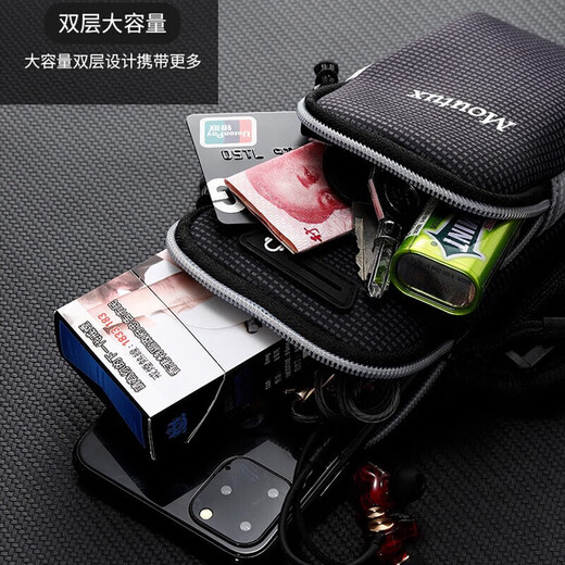 Jingpufei new sports mobile phone arm bag for men and women, fitness running arm bag, 7-inch outdoor bag armband, plaid-black pink (universal for children under 7 inches)