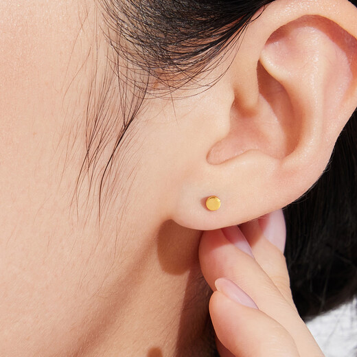 Lukfook Jewelry Gold Stud Earrings Geometric Round Bubble Studs Solid Solid Gold Earrings Price Approximately 1.02g
