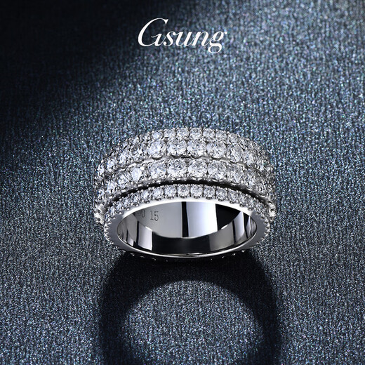 GsunG baby's breath ring platinum PT950 ring men's moissanite ring rotatable platinum ring solid ring priced by gram, contact customer service before bidding