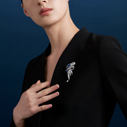 Jiuweiya brooch for women, high-end exquisite rhinestone corsage, luxury suit, light luxury, versatile, anti-exposure pin for mom, platinum ink orchid crystal, gift box