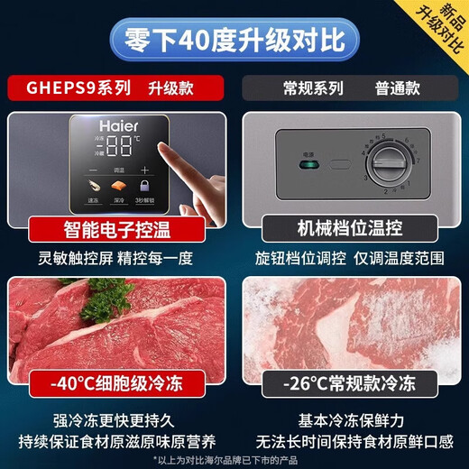 Haier's new home freezer, small low-temperature freezer, cryogenic quick-freezing horizontal first-class energy-efficiency electronic temperature control refrigeration-freezing conversion fresh-keeping cabinet, high-end cryogenic | -40 degree ultra-low temperature | digital display electronic temperature control 100L
