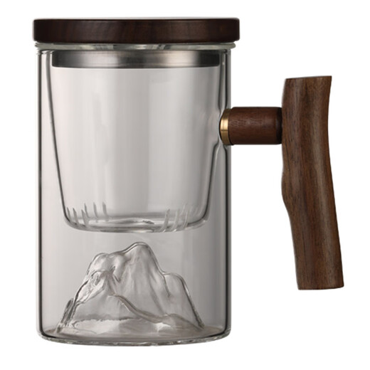 Taza de ceremonia del té japonesa de calidad Fat Donglai taza de té personal separación de agua del té taza de té para hombres con asa 9194 Hongya taza de tres piezas madera de haya 450 ml 200 ml (incluido) -400 ml (incluido)