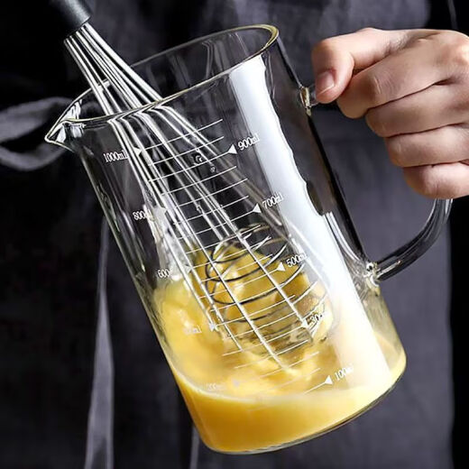Actualización en espesor de fantasía de medición de vaso de vidrio resistente a alta temperatura con manejo de la explosión Borosilicate Borosilicate Peak Glass Copa de medición de la mejora de medición de la taza de medición de 1050 ml
