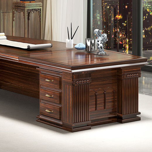 Xinshiya ebony wood executive desk new Chinese style solid wood boss desk high-end chairman office furniture 2.8m desk
