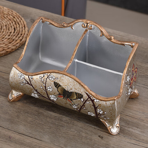 Caja de almacenamiento de sala de estar de estilo europeo Tabla de té de lujo TV móvil Control remoto Almacenamiento Oficina creativa 1047 Blue Warbler Blossom G Modelo 23*12.5*15 cm