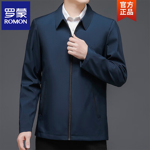 罗蒙（ROMON）2025年秋冬行政夹克男士商务西服外套百搭春秋季爸爸翻领上衣西装 蓝色 110斤-130斤 L