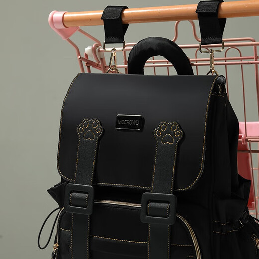 MECROWD妈咪包双肩包2025大容量大功能妈妈外出轻便背奶包手提母婴包 黑色