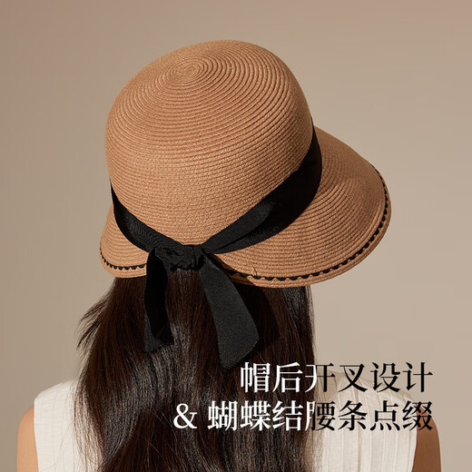 Siggi linen straw hat women spring and summer French retro fisherman fashion casual seaside vacation flat brim foldable sun hat