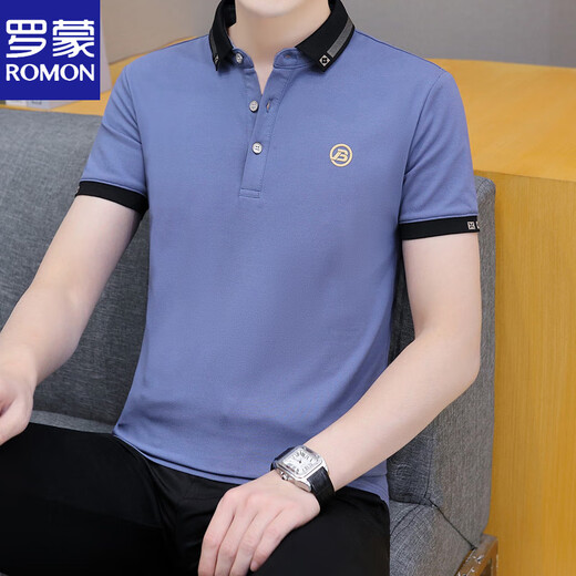 
ROMON solid color lapel short-sleeved polo neck handsome men's summer fashion trendy T-shirt top youth new half-sleeved T-shirt White QY682 No pilling Breathable M Weight 100-120 Jin [Jin equals 0.5 kg]