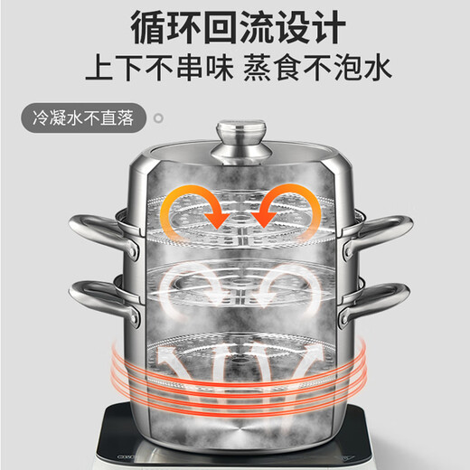 SUPOR 304 stainless steel steamer, three-layer steamer, large-capacity soup pot, stew pot, induction cooker, gas stove, universal pot, heightened and deepened, 3 layers, 32cm