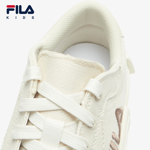 
FILA Fila children's shoes children's casual shoes 2025 summer new low-top canvas shoes for men and women medium-large children's shoes Foam white/milk white-WA 35 inner length 22.0cm