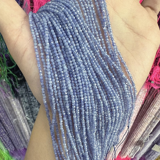 Desde cuentas redondas cortadas de tanzanita natural, partículas pequeñas, cuentas sueltas facetadas, cortadas de cristal de la esquina, collar de brazalete de bricolaje de bricolaje de bricolaje cortado tanzanito facetado 2 mm [1 cuerda]