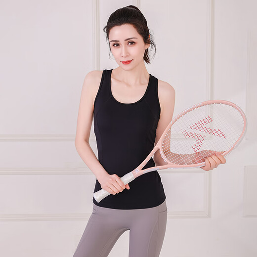 Sporn Yoga Wear Vest Women's 2025 New Professional Pilates Sports Suit Slim Loose Outerwear Running Fitness Suit Bean Paste Pink Top (with Breast Pad) + Cropped Pants XL (120-140Jin Jin equals 0.5kg)