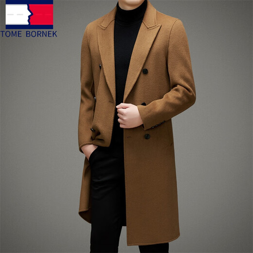 Tommy Kelly doppelseitiger leichter Luxusmantel für Männer über knielangen High-End-Russischen Business Wollmantel Tweed Windbreaker Jacke Männer schwarz m
